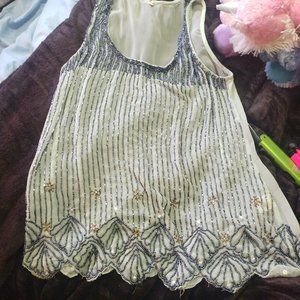 Willow and clay green sequined tank top